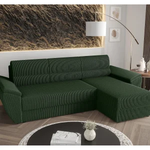 BEDANTE Hoekbank L REBI L2 Poso 14 Rechts met slaapfunctie, groen, L-vorm, bank met opbergruimte, bedlade, woonkamerbank, bankstel, sofa, slaapbank