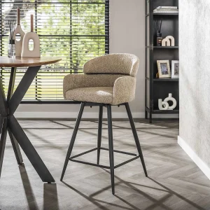 Barstoel Draaibaar Boucle Ronde Rug 2 Stuks – Boucle Zandkleur Barstoel Draaibaar Boucle Ronde Rug 2 Stuks – Boucle Zandkleur
