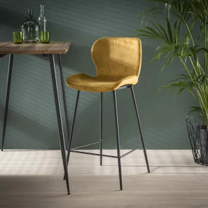 Barstoel Velvet – Set van 4 – Goud – 4 Stuks – Geel Barstoel Velvet – Set van 4 – Goud – 4 Stuks – Geel