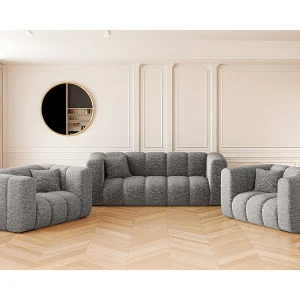 Bankstel 2+1+1 bankstel serie Grand stilvol, stof Haga Grijs