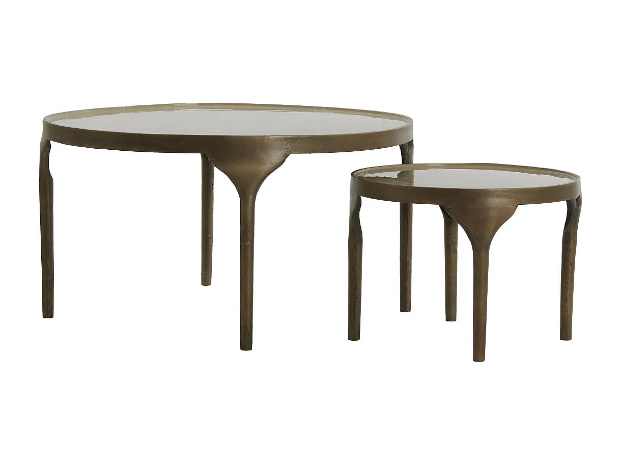 Bijzettafel LAPAZ - Ø85x45cm - Brons - Set van 2