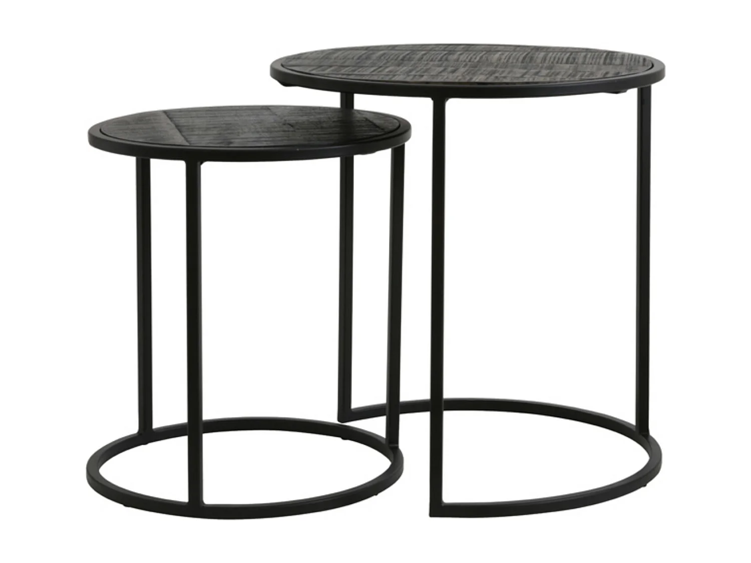 Bijzettafel DOBA - Ø50x52cm - Zwart - Set van 2