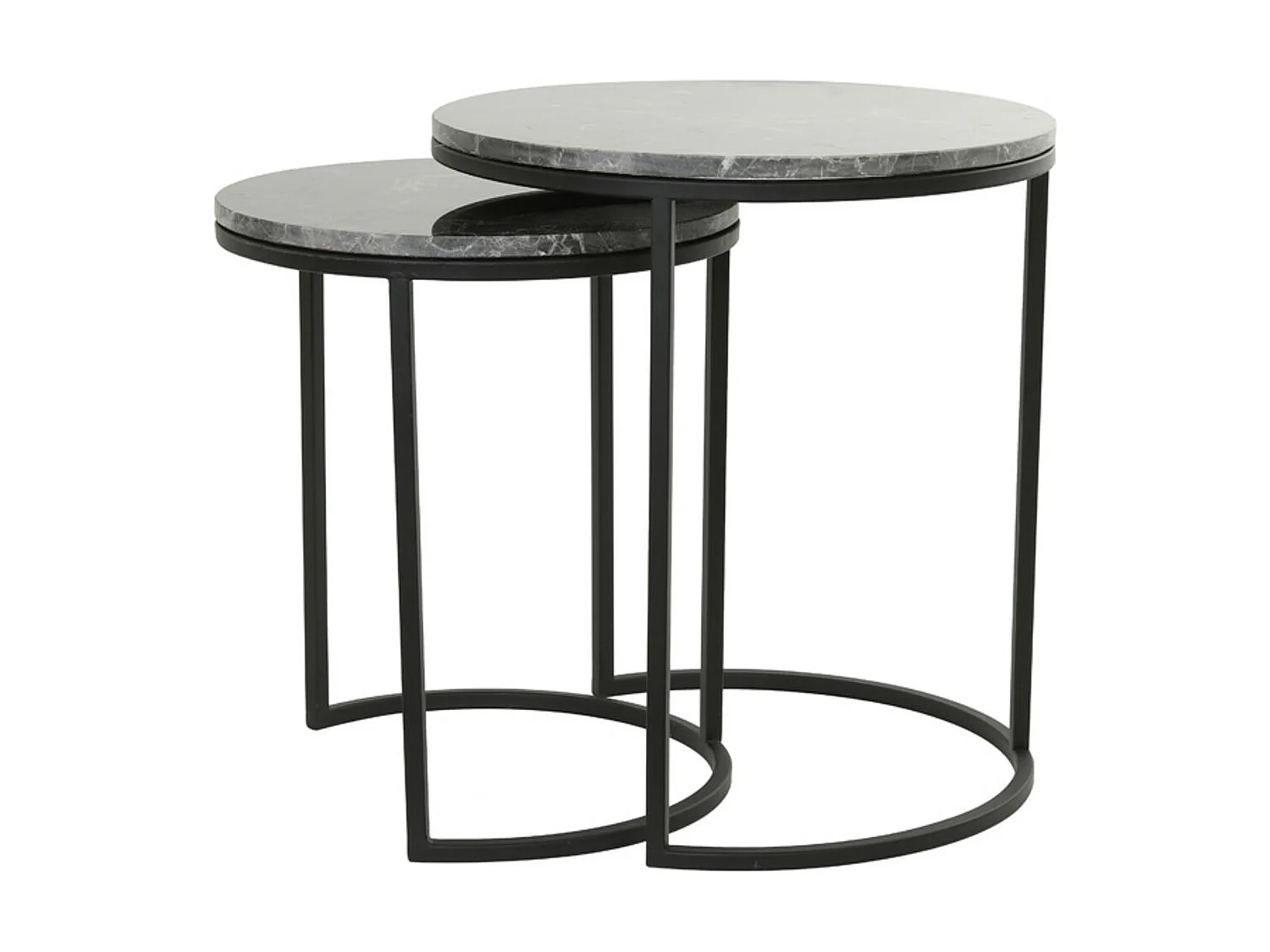 Bijzettafel ALFIO - Ø49x53.5cm - Bruin - Set van 2