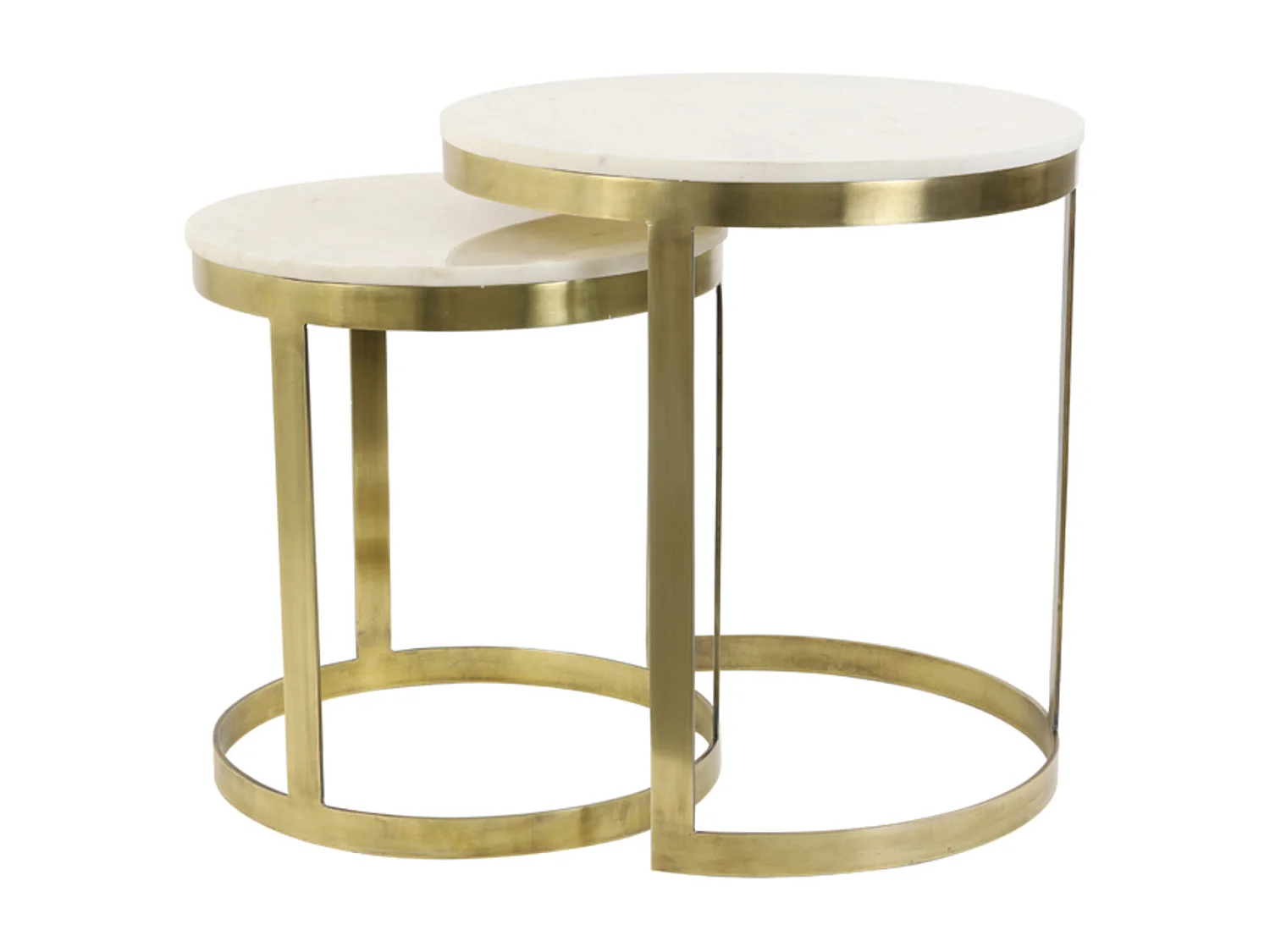 Bijzettafel PERLATO - Ø49x52cm - Wit - Set van 2
