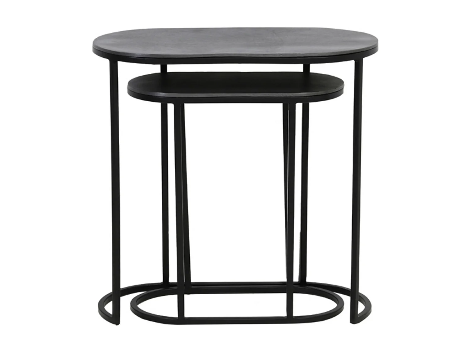 Bijzettafel BOCOV - 53x26x53cm - Zwart - Set van 2
