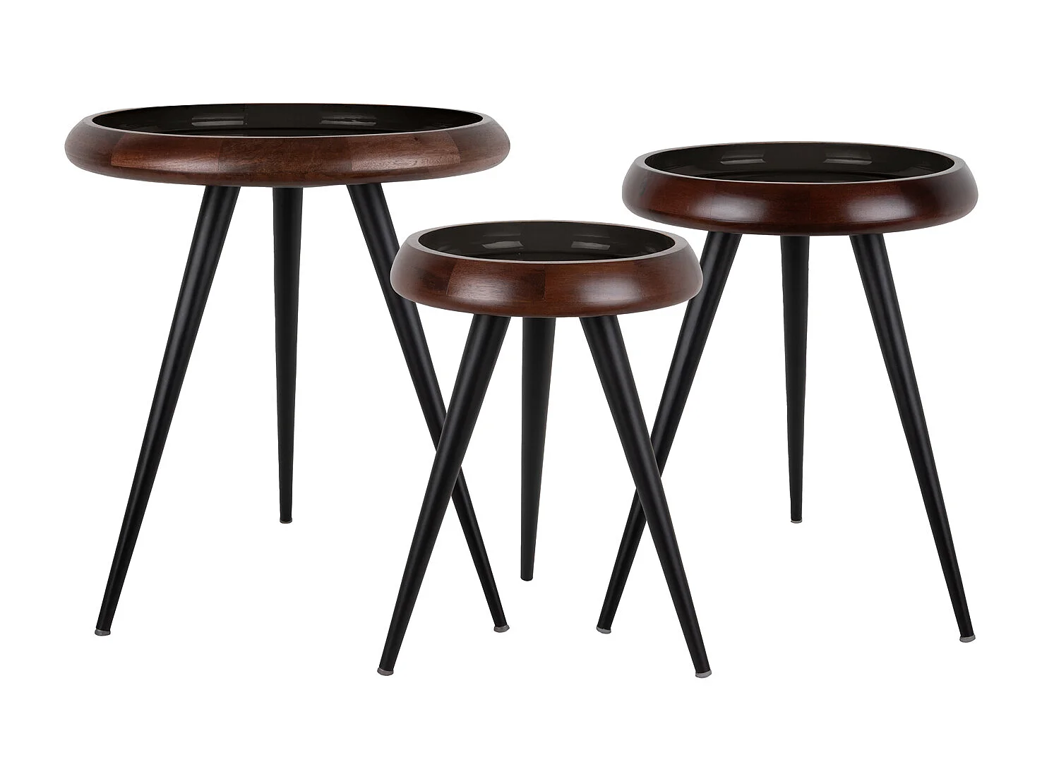 Bijzettafel Tripod - Zwart - Set van 3