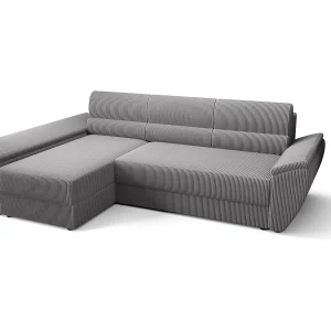 BEDANTE Hoekbank L REBI L3 Poso 110 Links met slaapfunctie, lichtgrijs, L-vorm, bank met opbergruimte, bedlade, woonkamerbank, bankstel, sofa, slaapbank