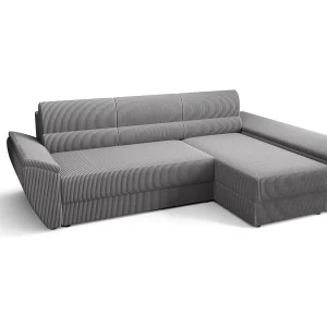 BEDANTE Hoekbank L REBI L3 Poso 110 Rechts met slaapfunctie, lichtgrijs, L-vorm, bank met opbergruimte, bedlade, woonkamerbank, bankstel, sofa, slaapbank