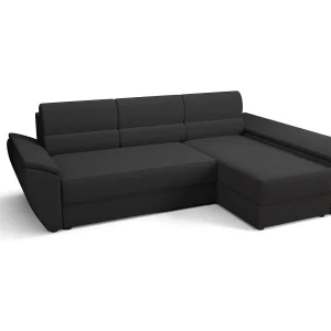 BEDANTE Hoekbank L REBI L3 Rainbow 27 Rechts met slaapfunctie, grijs, L-vorm, bank met opbergruimte, bedlade, woonkamerbank, bankstel, sofa, slaapbank