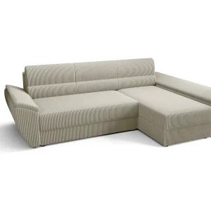 BEDANTE Hoekbank L REBI L3 Poso 100 Rechts met slaapfunctie, beige, L-vorm, bank met opbergruimte, bedlade, woonkamerbank, bankstel, sofa, slaapbank