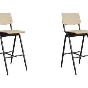 Barkruk Solid – Naturel – Hout – Zithoogte 75 – set van 2