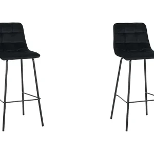 Barkruk Bistro – Zwart – Fluweel – set van 2 Barkruk Bistro – Zwart – Fluweel – set van 2