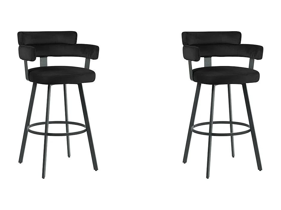 Barkruk Bardio – Zwart – Fluweel – Zithoogte 75 – set van 2
