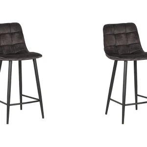 Barkruk Jelt – Antraciet – 45x48x94 cm – Velours – set van 2