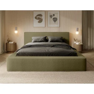 Bed met opbergruimte VELORA – Olijfgroen lusjesstof – 180×200 cm – Zacht fluwelen stof – Verstelbare bedbodem – Geïntegreerde opbergruimte Bed met opbergruimte VELORA – Olijfgroen lusjesstof – 180×200 cm – Zacht fluwelen stof – Verstelbare bedbodem – Geïntegreerde opbergruimte