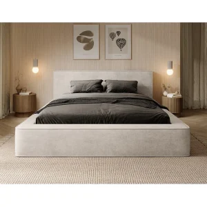 Bed met opbergruimte VELORA – Parel – 160×200 cm – Zacht fluwelen stof – Opklapbare lattenbodem – Ingebouwde opbergruimte Bed met opbergruimte VELORA – Parel – 160×200 cm – Zacht fluwelen stof – Opklapbare lattenbodem – Ingebouwde opbergruimte