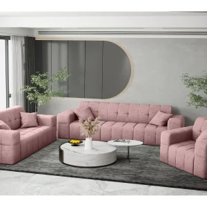 Bankstel 3+2+1 Bankstel serie NIMES stijlvolle stof Perfect Harmony roze Bankstel 3+2+1 Bankstel serie NIMES stijlvolle stof Perfect Harmony roze