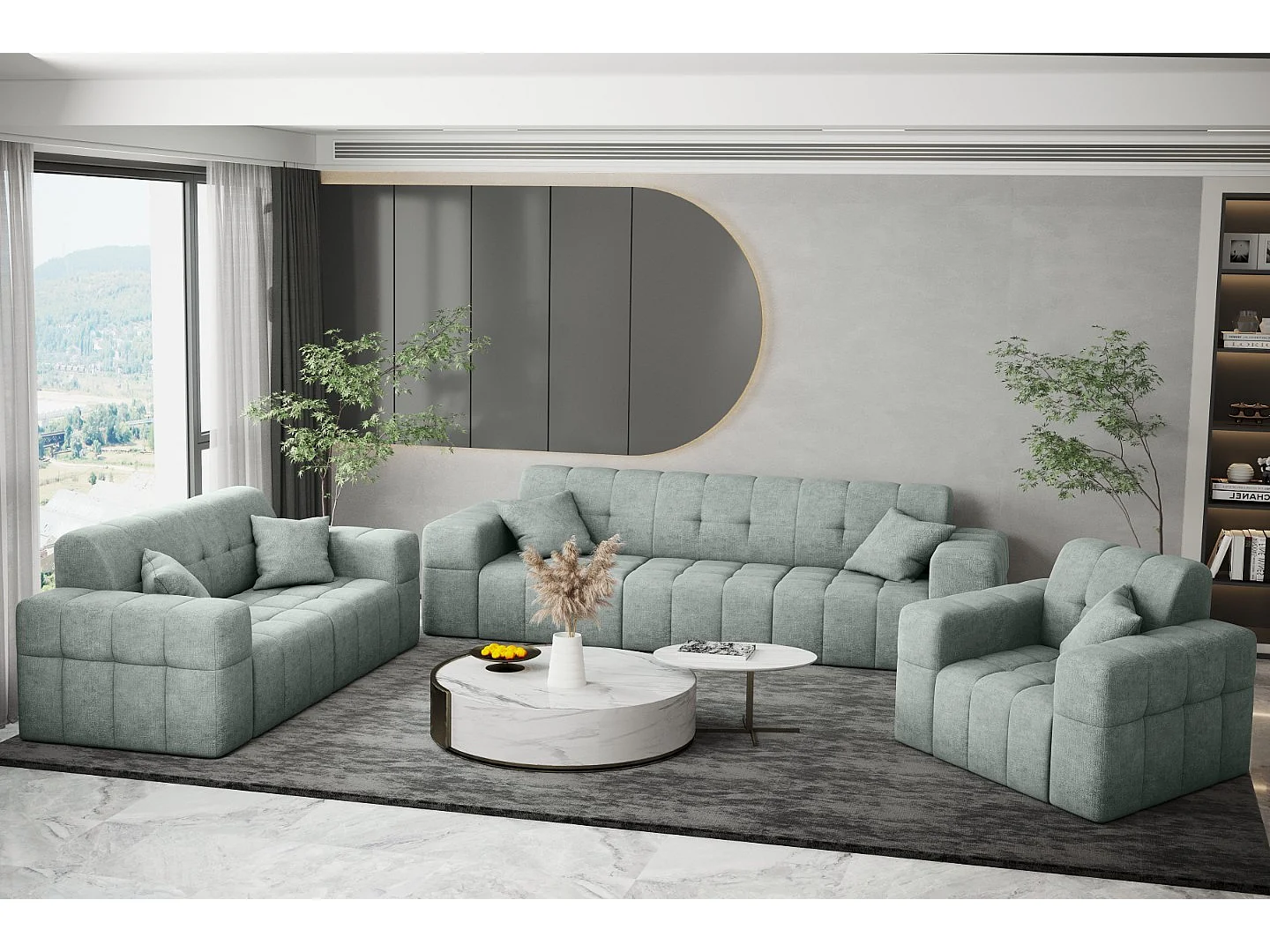 Bankstel 3+2+1 Bankstel serie NIMES stijlvolle stof Perfect Harmony Mintz