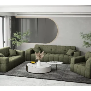 Bankstel 3+2+1 bankstel serie NIMES stijlvolle stof Perfect Harmony Green