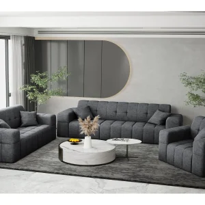 Bankstel 3+2+1 bankstel serie NIMES stijlvolle stof Perfect Harmony donkergrijs