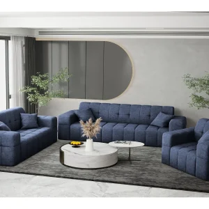 Bankstel 3+2+1 bankstel serie NIMES stijlvolle stof Perfect Harmony Donkerblauw