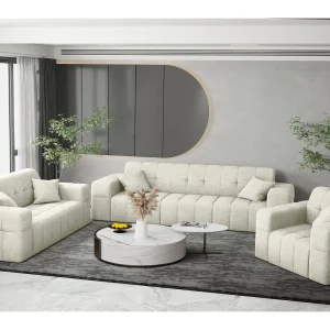Bankstel 3+2+1 Bankstel serie NIMES stijlvolle stof Perfect Harmony crème