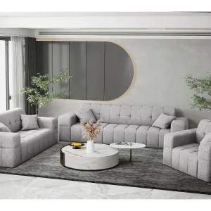 Bankstel 3+2+1 bankstel serie NIMES stijlvolle stof Perfect Harmony Grey