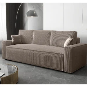 BEDANTE Bank AMBRO Poso 02 met slaapfunctie, lichtbruin bank met opbergruimte, bedlade, woonkamerbank, slaapbank, Poso-stof, bedbank, logeerbank BEDANTE Bank AMBRO Poso 02 met slaapfunctie, lichtbruin bank met opbergruimte, bedlade, woonkamerbank, slaapbank, Poso-stof, bedbank, logeerbank
