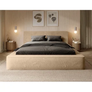 Bed met opbergruimte ORLANE – Beige Poeder van Poolse Honing – 160×200 cm – Opklapbare lattenbodem – Luxe ontwerp Bed met opbergruimte ORLANE – Beige Poeder van Poolse Honing – 160×200 cm – Opklapbare lattenbodem – Luxe ontwerp