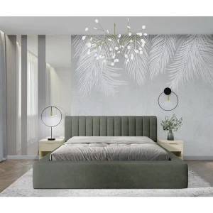 Bed met opbergruimte CERVIN – Zacht fluweel Nachtelijke Salie – 160×200 cm – Opklapbare lattenbodem – Elegant ontwerp