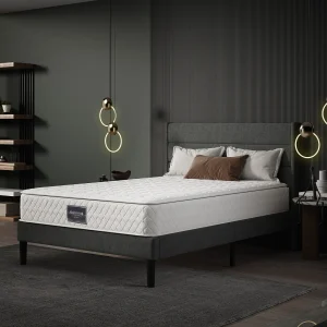 Binnenveringmatras 90x200x25 cm, pocketveren, gewatteerde microvezel hoes, hardheid H3, wit