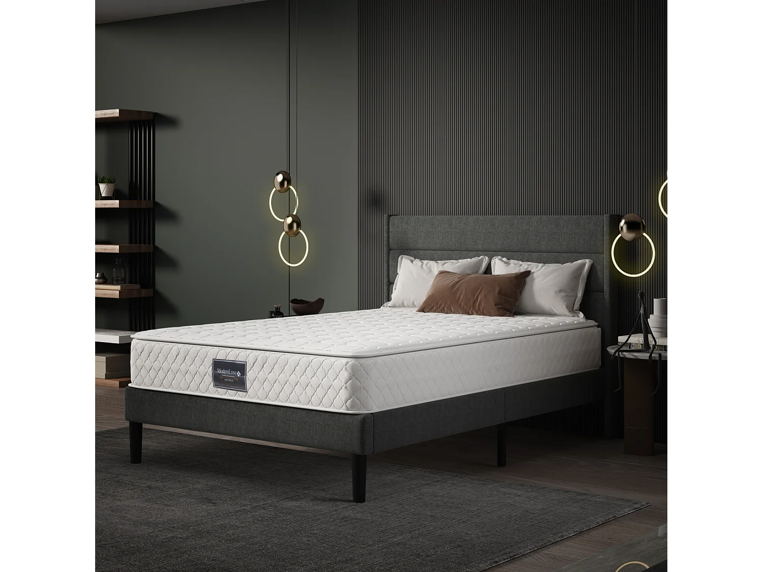 Binnenveringmatras 90x200x25 cm, pocketveren, gewatteerde microvezel hoes, hardheid H3, wit