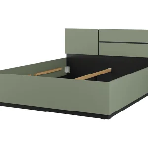 Bed HAVANA 160×200 cm – Kleur saliegroen en zwart – Stevige structuur en modern design Bed HAVANA 160×200 cm – Kleur saliegroen en zwart – Stevige structuur en modern design