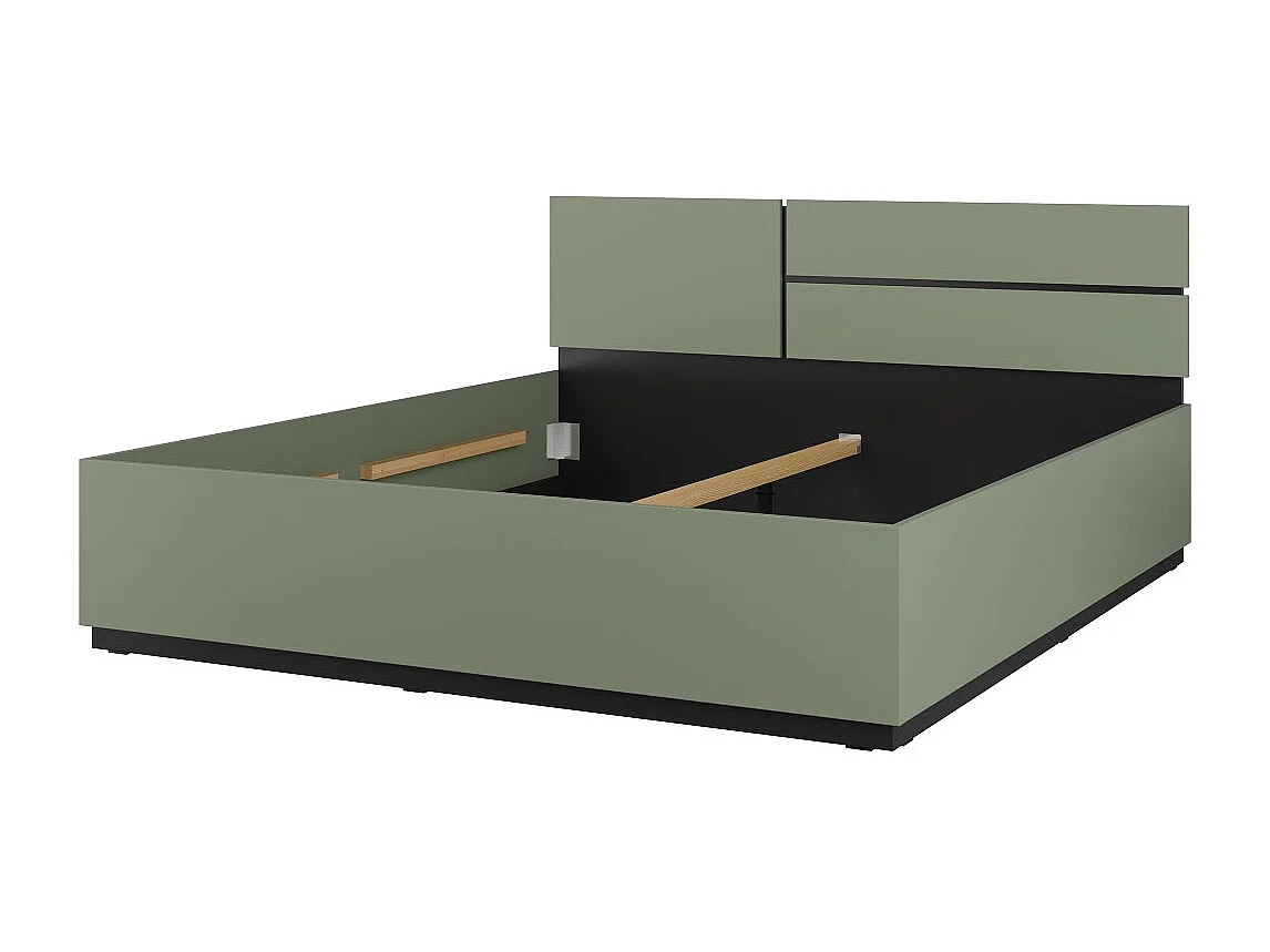 Bed HAVANA 180x200 cm - Kleur saliegroen en zwart - Modern design bed voor volwassen slaapkamer