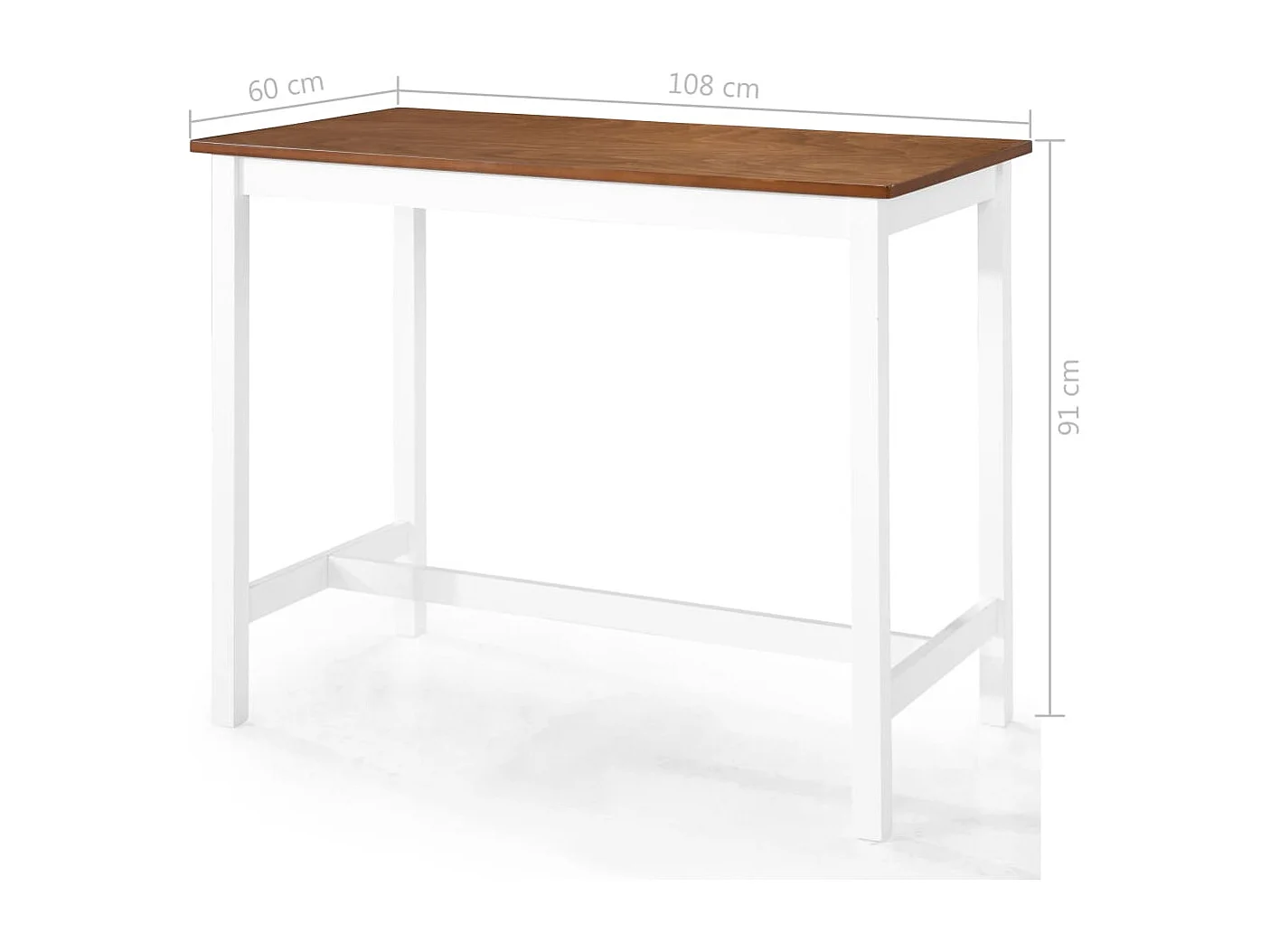 Bartafel- en barstoelenset massief hout bruin en wit 3-delig