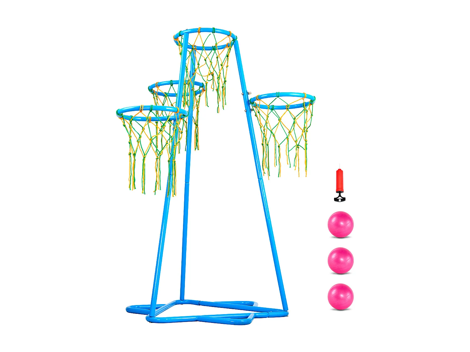 Basketbalring SucceBuy Kinderbasketbalring, Draagbare Standaard met 4 Ringen en Verstelbare Hoogte
