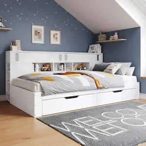 bed met opbergruimte voor kinderen 90×200 multifunctioneel bed met lades, plank en opbergkast bed met opbergruimte wit bed met opbergruimte voor kinderen 90×200 multifunctioneel bed met lades, plank en opbergkast bed met opbergruimte wit
