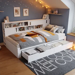 bed met opbergruimte voor kinderen 140×200 multifunctioneel bed met lades, plank en opbergkast bedbank met opbergruimte wit bed met opbergruimte voor kinderen 140×200 multifunctioneel bed met lades, plank en opbergkast bedbank met opbergruimte wit