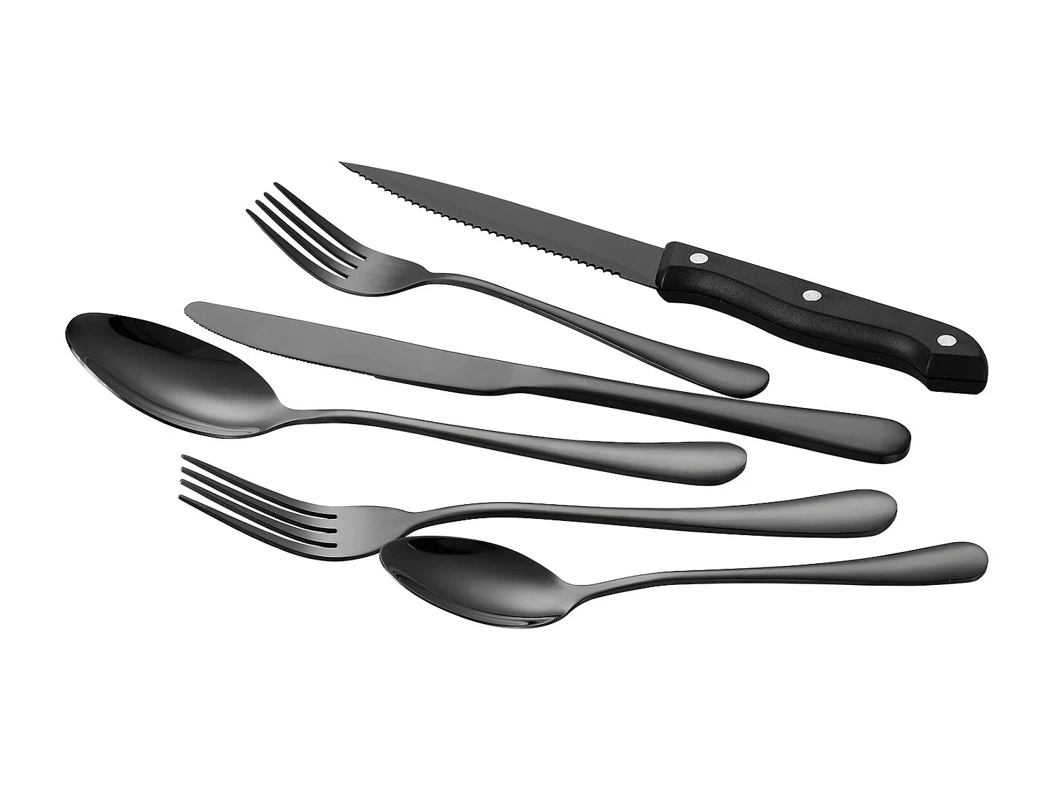 Bestekset SucceBuy 48-Delige Roestvrijstalen Bestekset, Servies voor 8 Personen, Zwart.
