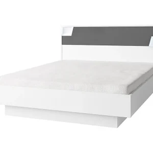 Bed FULMO 160 cm met opbergruimte – Kleur wit en afwerking grijs beton – 171 x 92 x 201 cm Bed FULMO 160 cm met opbergruimte – Kleur wit en afwerking grijs beton – 171 x 92 x 201 cm