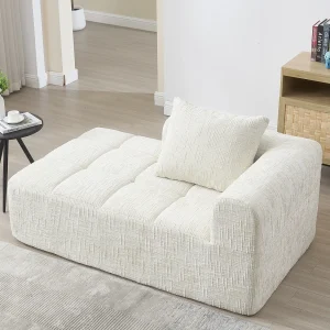 Beige 1-zitsbank – Rechte bank met kussens en opbergvakken – chenille – sneeuwpatroon