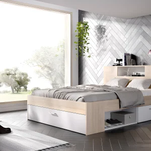 Bed en hoofdeinde met opbergruimtes en laden – 160 x 200 cm – Koop nu goedkoop online