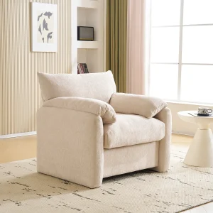 Beige rechte bank – Bank met armleuningen en rugleuning – voor woonkamer en slaapkamer Beige rechte bank – Bank met armleuningen en rugleuning – voor woonkamer en slaapkamer