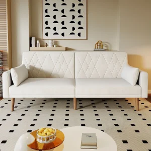 Beige fluwelen tweezitsbank, verstelbare rugleuning en armleuningen, modern design, voor woonkamer of slaapkamer Beige fluwelen tweezitsbank, verstelbare rugleuning en armleuningen, modern design, voor woonkamer of slaapkamer