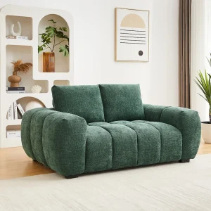 Tweezitsbank van groen gestructureerde stof kleur BERENIA Tweezitsbank van groen gestructureerde stof kleur BERENIA