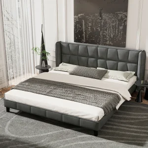 Bed met verstelbaar hoofdeinde, 180×200 cm, met lattenbodem, modern design, fluweel, grijs Bed met verstelbaar hoofdeinde, 180×200 cm, met lattenbodem, modern design, fluweel, grijs