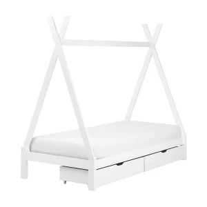 Bed met opbergruimte hout wit 90 x 200 cm DEVAY Bed met opbergruimte hout wit 90 x 200 cm DEVAY
