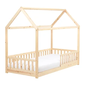 Bed hout lichtbruin 90 x 200 cm COSSAYE