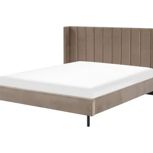 Bed fluweel taupe 180 x 200 cm VILETTE Bed fluweel taupe 180 x 200 cm VILETTE
