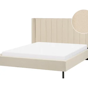 Bed bouclé beige 160 x 200 cm VILLETTE